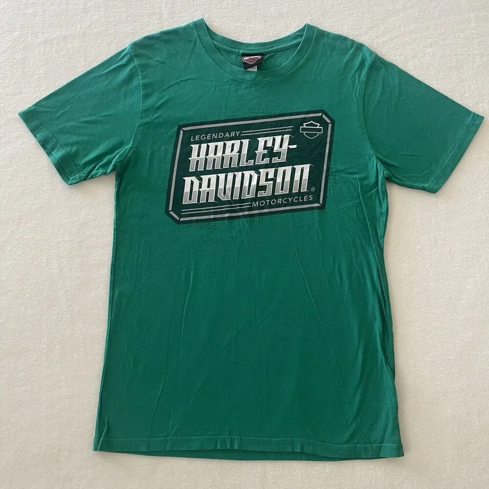 Harley Davidson Texas Green T Shirt Sz‎ M 100% Comb Ring Spun Cotton Made In USA